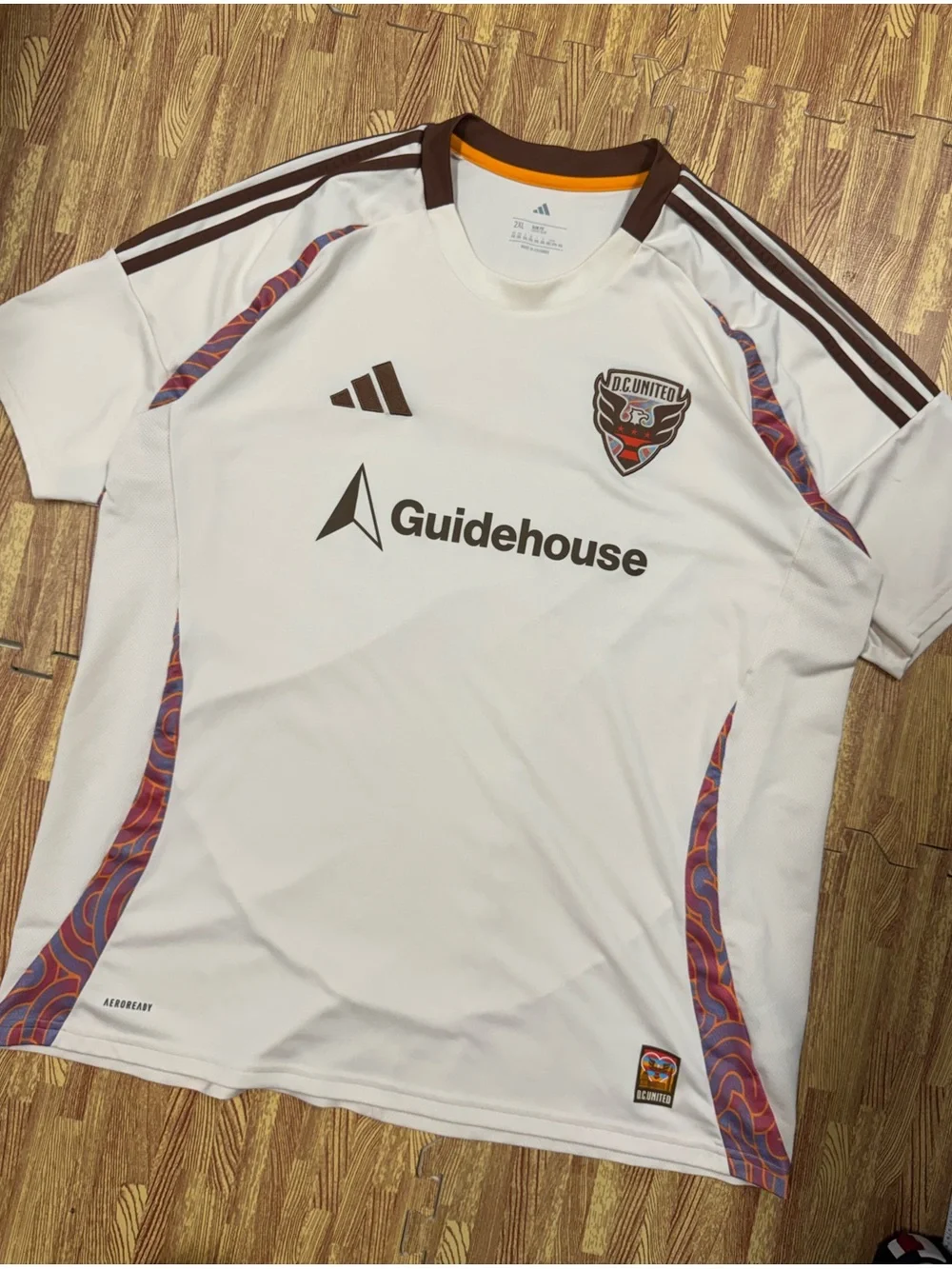 DC United MLS Adidas Aeroready Soccer Jersey Cream Brown Design Size L